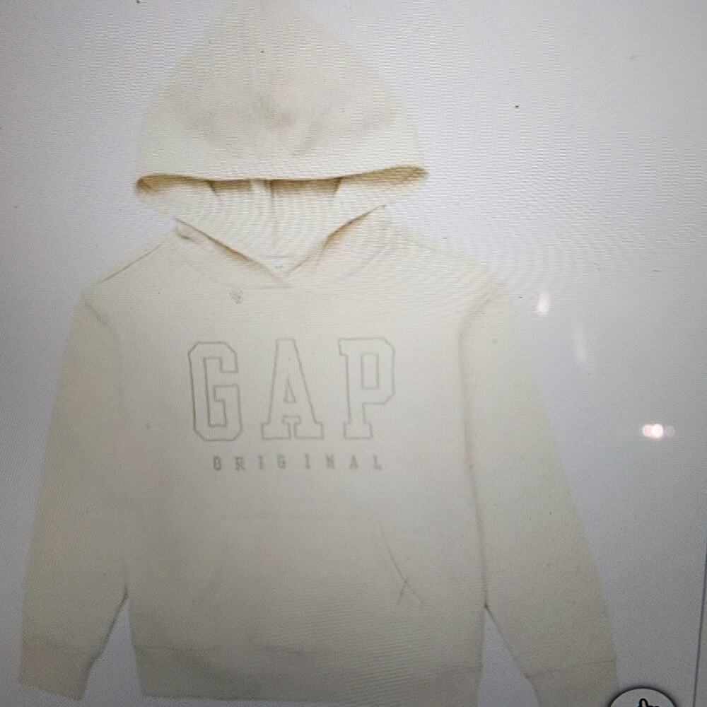 GAP Youth Fleece Beige Hoodie Unisex Y2K Cozycore Medium New With Tags - Picture 10 of 11